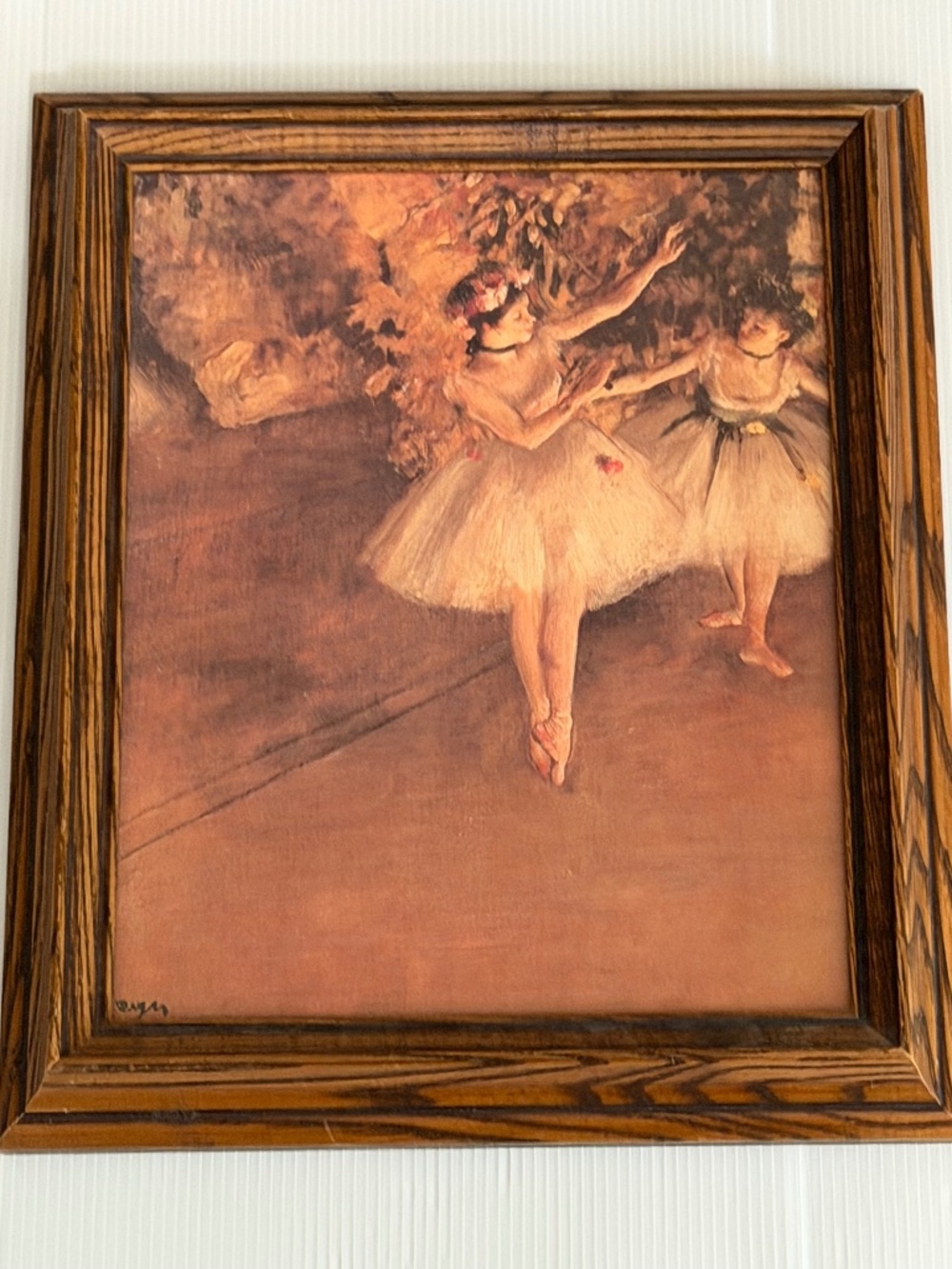 Vintage Edgar Degas "Two Dancers on a Stage" Framed Textured Canvas Art Print